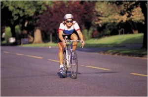 male cyclist on open highway